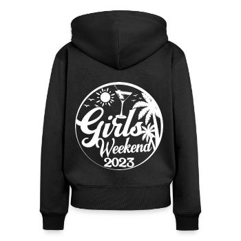 Girls Weekend 2023 Cool Girls Party Trip Vacances - Sweat à capuche zippé Premium bio Femme - noir - Dos - Julia (174cm)