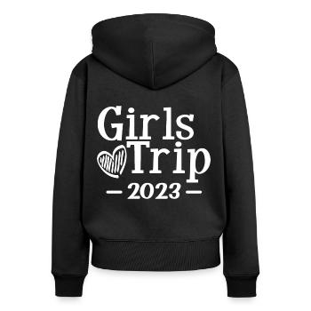 Voyage des filles 2023 Mignonnes Filles Voyage Week-end Vacances - Sweat à capuche zippé Premium bio Femme - noir - Dos - Julia (174cm)