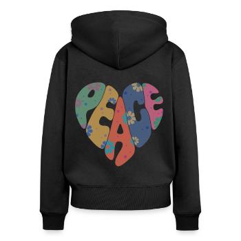 Bunte Friedensblume Herz für Männer Frauen & Kinder - Frauen Premium Bio Zip Hoodie - Schwarz - Hinten - Julia (174cm)