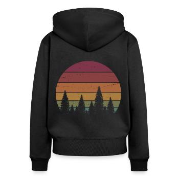Retro Forest Mountains Randonnée Aventure en plein air - Sweat à capuche zippé Premium bio Femme - noir - Dos - Julia (174cm)