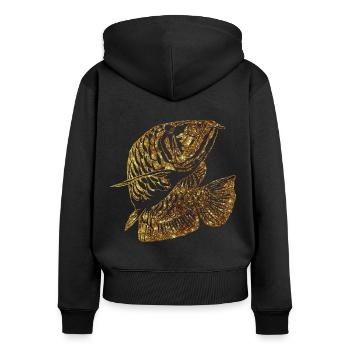 Arowana Fish Gold Graphic Fish Lover Fishing Gear - Women's Premium Organic Zip Hoodie - black - Back - Julia (174cm)