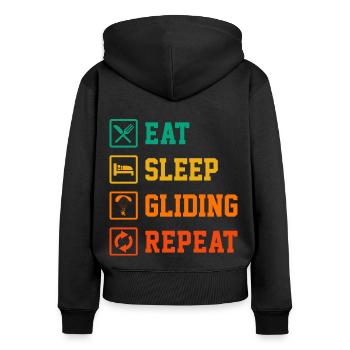 Eat Sleep Gliding Repeat Paragliding Parachute Par - Frauen Premium Bio Zip Hoodie - Schwarz - Hinten - Julia (174cm)