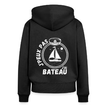 J'peux pas j'ai bateau - Sweat à capuche zippé Premium bio Femme - noir - Dos - Julia (174cm)