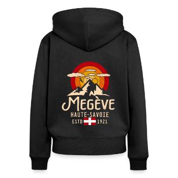 Megève Retro Vintage - Sweat à capuche zippé Premium bio Femme - noir - Dos - Julia (174cm)