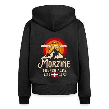 Morzine France mountain - Women's Premium Organic Zip Hoodie - black - Back - Julia (174cm)