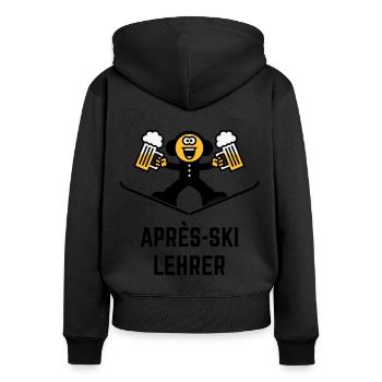 Après-Ski Lehrer (Bier / Karikatur / 3C) - Frauen Premium Bio Zip Hoodie - Schwarz - Hinten - Julia (174cm)