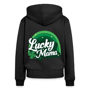 Cadeau de la Saint-Patrick Shamrock Femmes irlandaises - Sweat à capuche zippé Premium bio Femme - noir - Dos - Julia (174cm)
