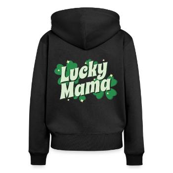 Cadeau de la Saint-Patrick Shamrock Femmes irlandaises - Sweat à capuche zippé Premium bio Femme - noir - Dos - Julia (174cm)