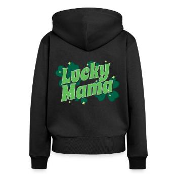 Cadeau de la Saint-Patrick Shamrock Femmes irlandaises - Sweat à capuche zippé Premium bio Femme - noir - Dos - Julia (174cm)