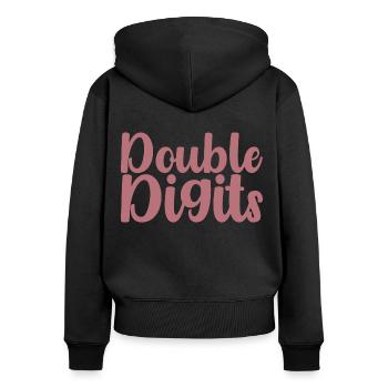 Cadeau d’anniversaire 10 ans, 10 ans, pour garçons et filles - Sweat à capuche zippé Premium bio Femme - noir - Dos - Julia (174cm)