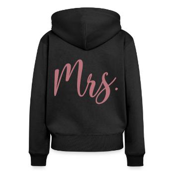 Mme Matching Couple Fiançailles Mariage Lune de miel - Sweat à capuche zippé Premium bio Femme - noir - Dos - Julia (174cm)