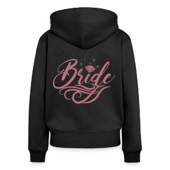 Braut passende Verlobung Brautdusche Hochzeit - Frauen Premium Bio Zip Hoodie - Schwarz - Hinten - Julia (174cm)