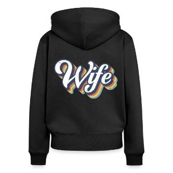 Retro Frau Matching Paar Hochzeitsfeier Hochzeit - Frauen Premium Bio Zip Hoodie - Schwarz - Hinten - Julia (174cm)