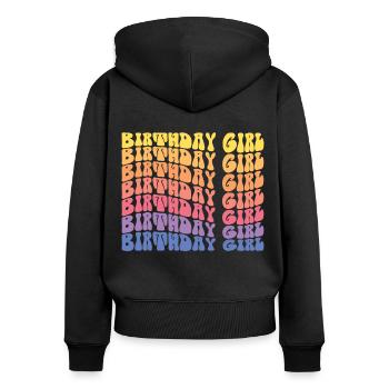 Birthday Girl - Groovy Retro Vintage Birthday - Sweat à capuche zippé Premium bio Femme - noir - Dos - Julia (174cm)