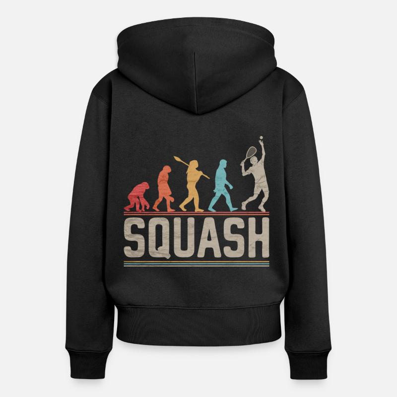 Squash Evolution - Squash Player Evolution - Frauen Premium Bio Zip Hoodie - Schwarz