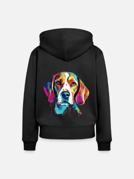 Bunter Beagle - Frauen Premium Bio Zip Hoodie - Schwarz
