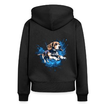Beagle Dock - Tauchen ins Wasser - Frauen Premium Bio Zip Hoodie - Schwarz - Hinten - Julia (174cm)