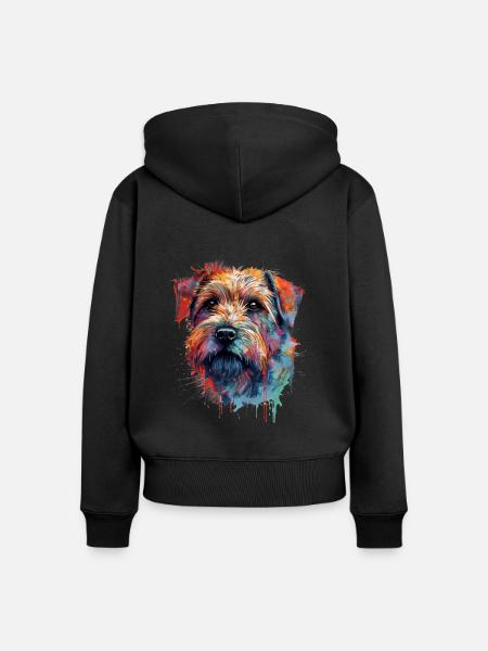 Bunte Norfolk-Terrier - Frauen Premium Bio Zip Hoodie - Schwarz