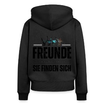 Beste Freunde FREUND Kumpel Kumpels - Frauen Premium Bio Zip Hoodie - Schwarz - Hinten - Julia (174cm)