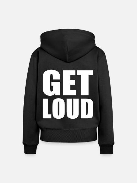 Get loud - Frauen Premium Bio Zip Hoodie - Schwarz