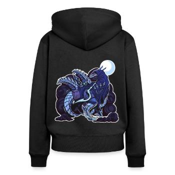 [ÉTRANGER] Assassin sans texte - Sweat à capuche zippé Premium bio Femme - noir - Dos - Julia (174cm)