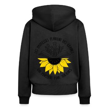 Les maîtresses plantent des graines cadeau - Sweat à capuche zippé Premium bio Femme - noir - Dos - Julia (174cm)