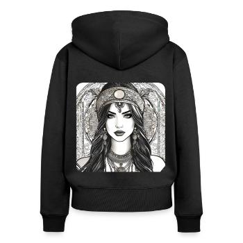 Süßes Girl im Orient Style - Frauen Premium Bio Zip Hoodie - Schwarz - Hinten - Julia (174cm)
