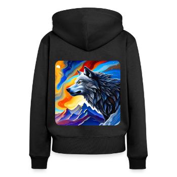 Spirit Animal Wolf - Frauen Premium Bio Zip Hoodie - Schwarz - Hinten - Julia (174cm)