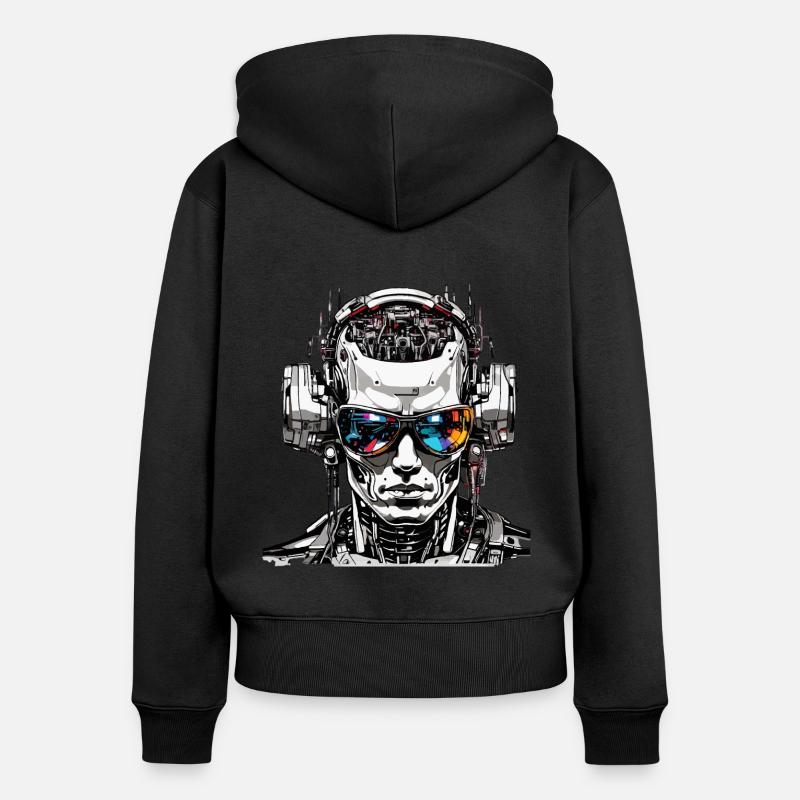 Android, Cyborg Deejay, TRANCE - Sweat à capuche zippé Premium bio Femme - noir