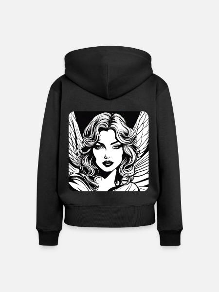 Süßer Engel - Frauen Premium Bio Zip Hoodie - Schwarz