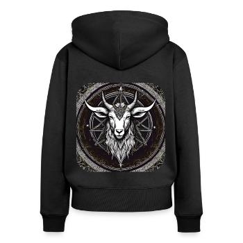 Gothik Ziege - Frauen Premium Bio Zip Hoodie - Schwarz - Hinten - Julia (174cm)