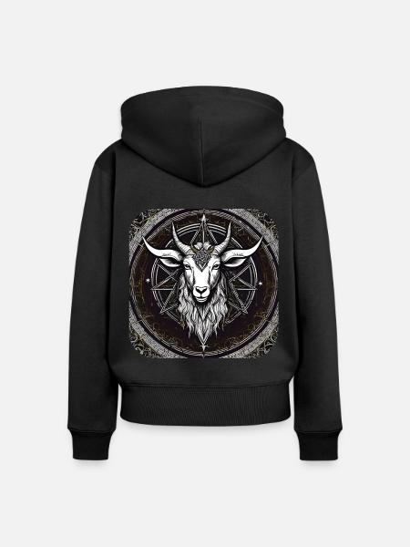 Gothik Ziege - Frauen Premium Bio Zip Hoodie - Schwarz