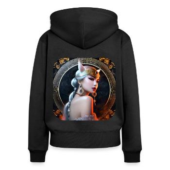 Cooles Cosplay Anime Girl - Frauen Premium Bio Zip Hoodie - Schwarz - Hinten - Julia (174cm)