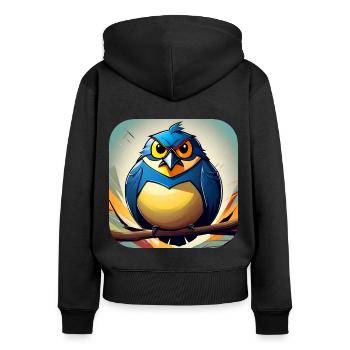 Dicker kleiner Vogel - Frauen Premium Bio Zip Hoodie - Schwarz - Hinten - Julia (174cm)