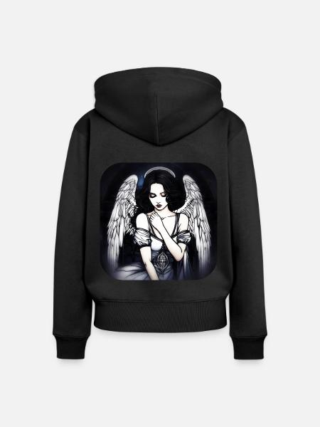 Cooles Gothik Engel - Frauen Premium Bio Zip Hoodie - Schwarz