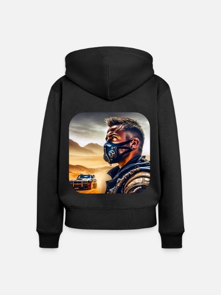 Cooler Rudeboy mit Steampunkauto - Frauen Premium Bio Zip Hoodie - Schwarz