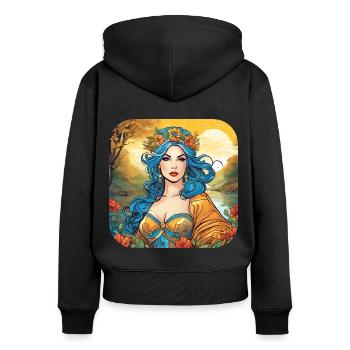 Pretty witch with floral wreath - Women's Premium Organic Zip Hoodie - black - Back - Julia (174cm)