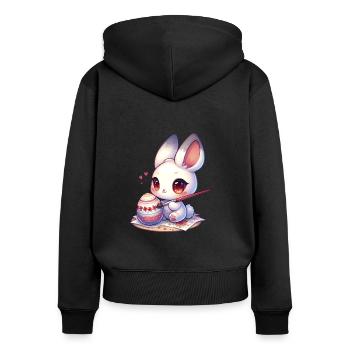 Chibi Bunny peinture oeuf de Pâques - Sweat à capuche zippé Premium bio Femme - noir - Dos - Julia (174cm)