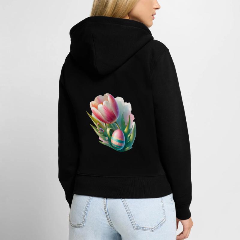 Spring Colorful Tulip With Easter Egg Women's Premium Organic Zip Hoodie