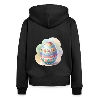 Minimalistisches Osterei im Aquarellstil - Frauen Premium Bio Zip Hoodie - Schwarz - Hinten - Julia (174cm)