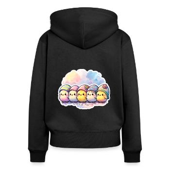 Cute Group of Chicks With Easter Egg - Women's Premium Organic Zip Hoodie - black - Back - Julia (174cm)