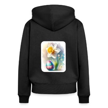 A Beautiful Daffodil With an Easter Egg - Women's Premium Organic Zip Hoodie - black - Back - Julia (174cm)