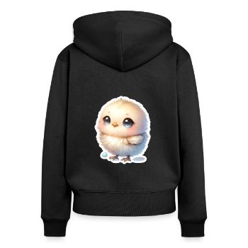 Un doux poussin de Pâques aux yeux bleus - Sweat à capuche zippé Premium bio Femme - noir - Dos - Julia (174cm)