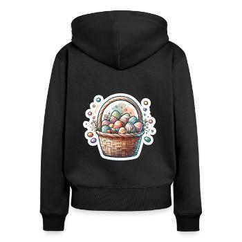 Cute Easter Egg Basket Soft Pastel Color - Women's Premium Organic Zip Hoodie - black - Back - Julia (174cm)