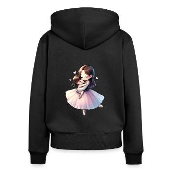 Ballerina-Mutter umarmt ihre Tochter - Frauen Premium Bio Zip Hoodie - Schwarz - Hinten - Julia (174cm)