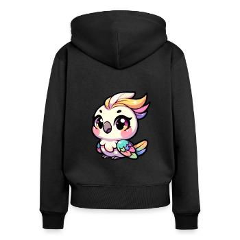 Un doux calopsitte chibi pour les amateurs d’oiseaux - Sweat à capuche zippé Premium bio Femme - noir - Dos - Julia (174cm)