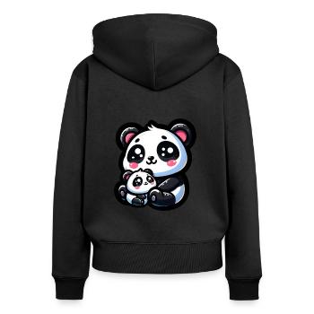 Fière maman panda avec son petit pour la fête des mères - Sweat à capuche zippé Premium bio Femme - noir - Dos - Julia (174cm)