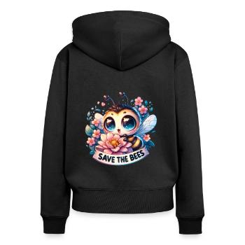 Sauvez les abeilles abeille mignonne collecte de pollen Jour de la Terre - Sweat à capuche zippé Premium bio Femme - noir - Dos - Julia (174cm)
