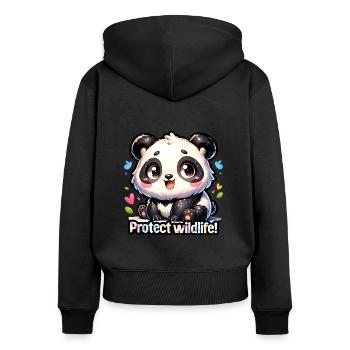 Schützen Sie die Tierwelt Riesiger Panda Tag der Erde Pandaliebhaber - Frauen Premium Bio Zip Hoodie - Schwarz - Hinten - Julia (174cm)