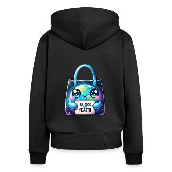 Be Good To The Earth Reusable Tote Bag Earth Day - Women's Premium Organic Zip Hoodie - black - Back - Julia (174cm)